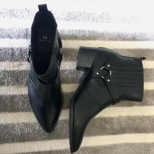 NEW H by Halston Black Moto Ankle Boots 10